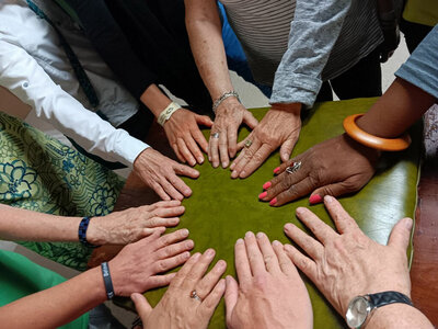 Different hands creating a circle 