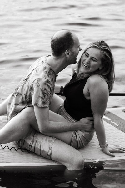 Paddle boarding with partner