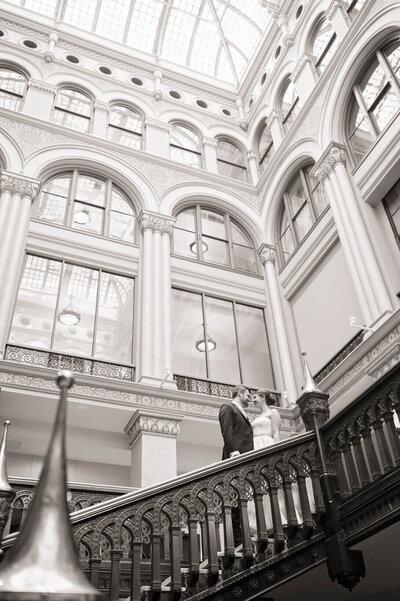 bride and groom in milwaukee hilton garden inn