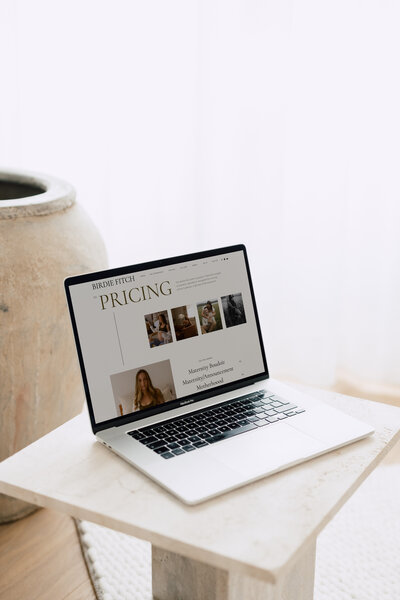 Website mockup showcasing a luxury wedding photographer in Alabama