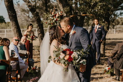 Intimate wedding at Cow Creek Ranch in the Texas Hill Country.