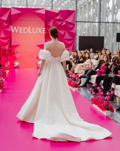 Chic Bridal Gowns at WedLuxe Show 2023 Runway pics by @Purpletreephotography 23