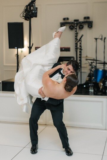Couples first dance in unique dance floor