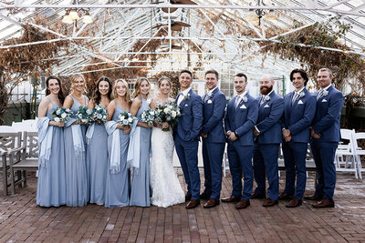 Formal portraits of the bridal party at the Barn on the Pemi winter wedding by NH Wedding Photographer Lisa Smith