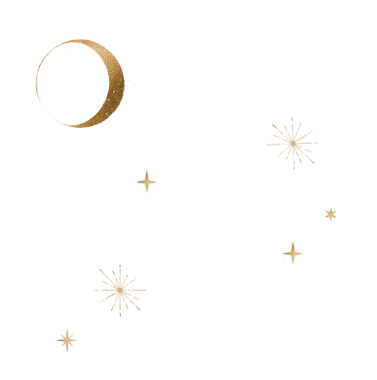 gold moon and stars