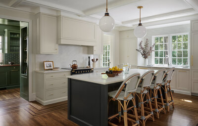 Light and airy paint and furniture in living room design by Kira David Design