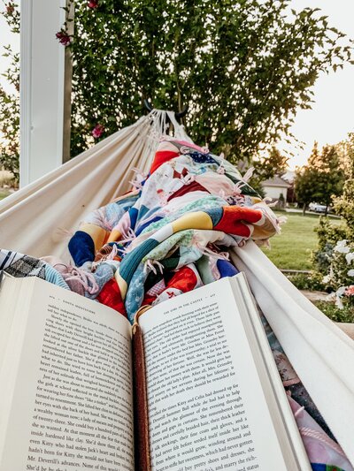 hammock time with a good book while snuggled under a quilt