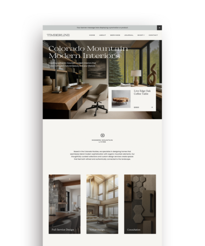 Showit website template for interior designers