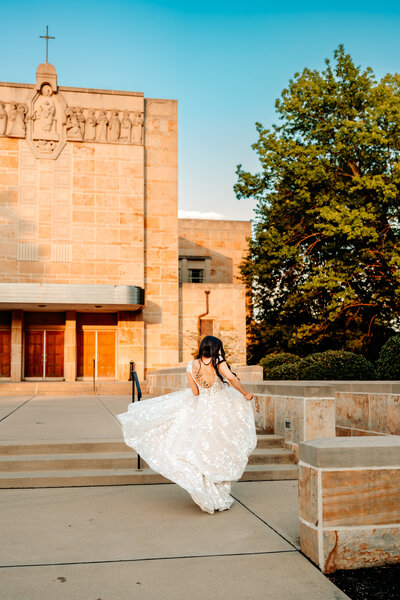 Bride Spinning dress at wedding photography central ohio