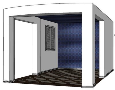 Conceptual design for a modern dining room in Peoria with architectural column removal and integrated linear ceiling lighting to define the space.