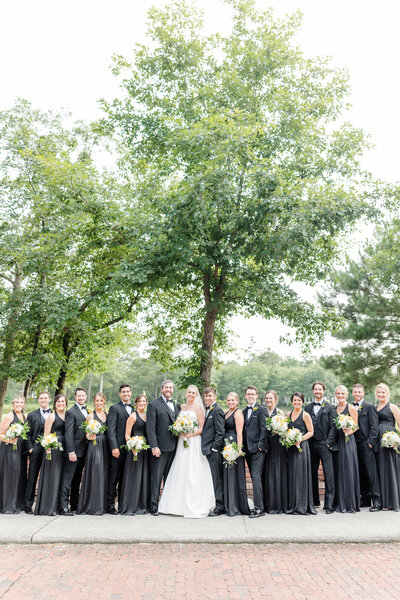 Full bridal party in black