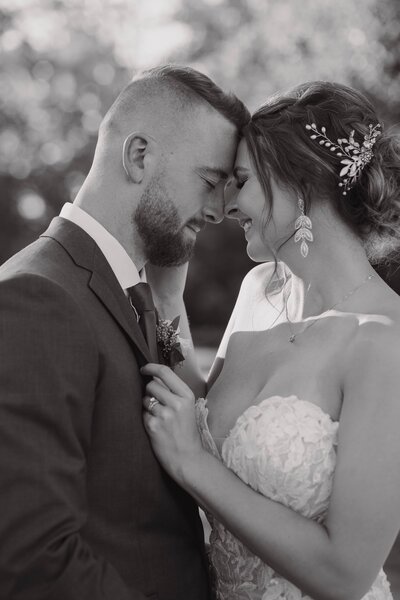 bride and groom embracing