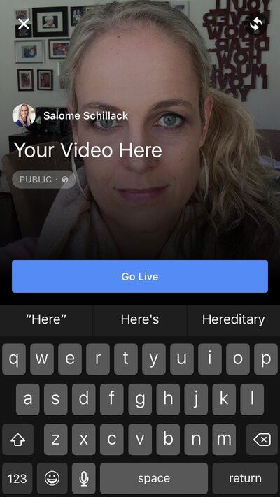 Salome Schillack hosting a Facebook Live with keyboard in the foreground