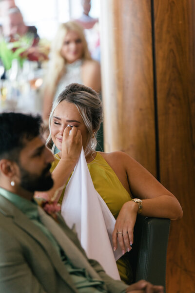 crying candid wedding videography moment