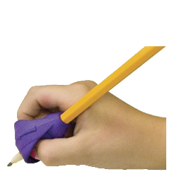 hand holding pencil with grotto grip