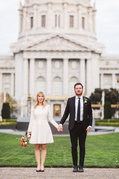iconic San Francisco City Hall wedding photos at the back of SF City Hall