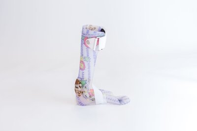 Close-up image of a Polypro ankle-foot orthosis, a supportive device for ankle and foot stabilization