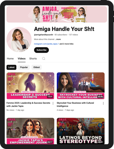iPad mockup of Jackie's Youtube Channel