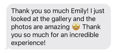 Test message from client who loved their senior portrait session and photo gallery