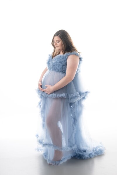 A studio maternity photography session located near  South Bend, Indiana.