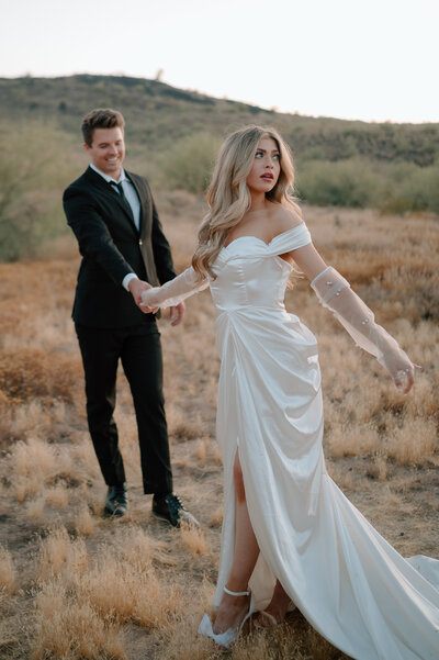 intimate photo of bride and groom hugging during elopement