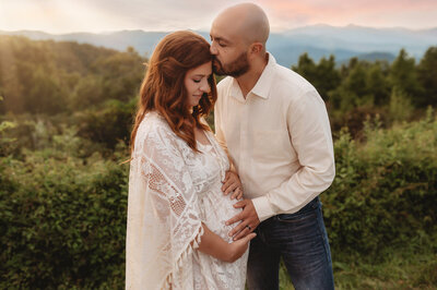 Expectant mother poses for Maternity Photoshoot at Biltmore Estate in Asheville, NC.