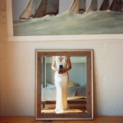 film wedding photographer Noble Photo Co bride in mirror