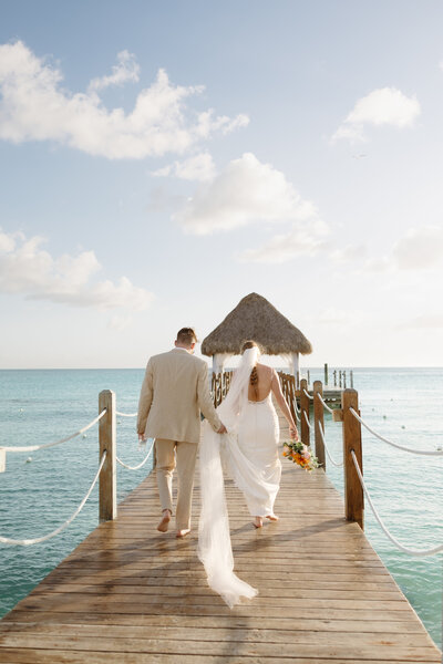 Bride and groom portraits at beach resort in Dominican Republic