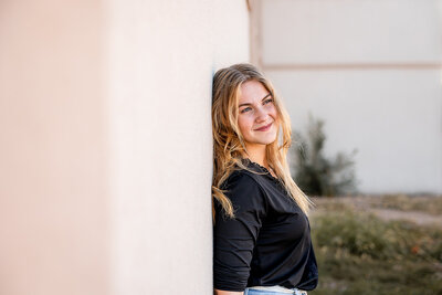 Senior girl smiling during her pictures in Minnesota.