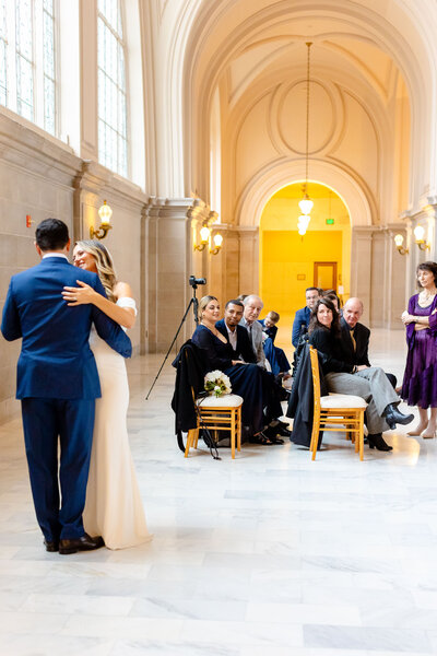 Couples beautiful moment at the city hall