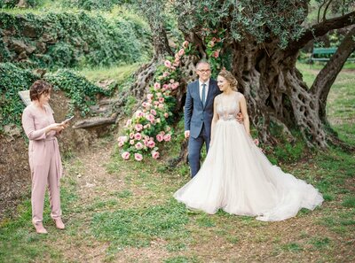 Couple standing near cliff at Medora ND Destination Wedding