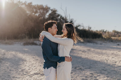 Couple on the beach for hilton head engagement session
