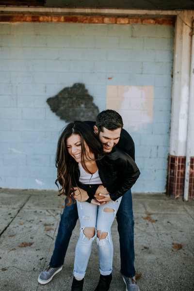 man and woman smiling