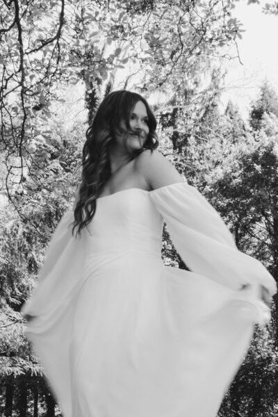 Bride smiling in motion