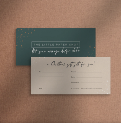 Business christmas gift card design by the Little Paper Shop Nantwich