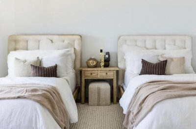 Shared rooms at Chateau Charente, featuring two twin rooms and two double rooms—perfect for friends or creative partners seeking a comfortable, intimate space to share memorable experiences.