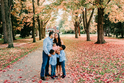 family at park in the fall