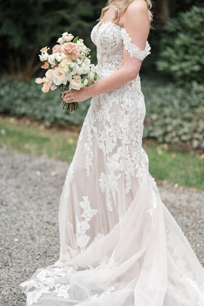 Wedding photography in Cincinnati Ohio with bride holding floral bouquet
