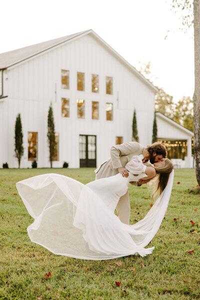 Boho Bride and Groom at The Monroe at 415th Wedding Venue