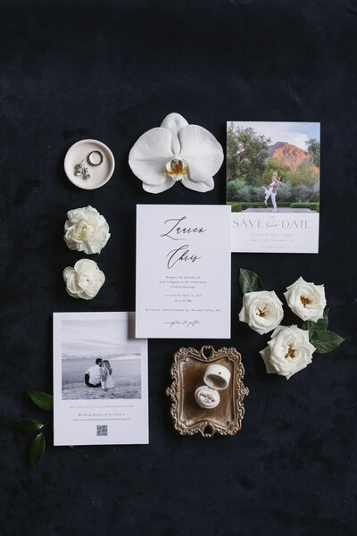 Flatlay details taken y Arizona wedding photographer.