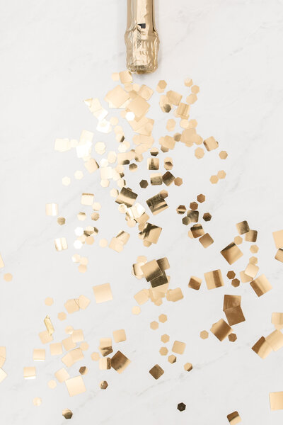 champagne and golden sparkle moment