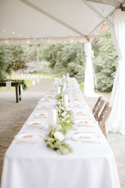 Long table for wedding reception, centerpiece inspiration