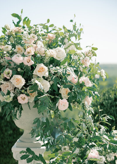 Close up of floral installation from wedding with virginia wedding photographer
