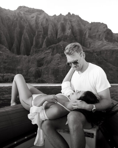 Bride and groom's intimate moment captured by Oahu wedding photographer