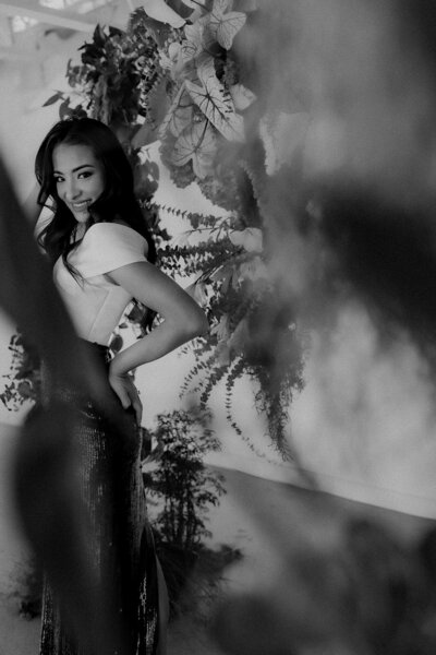 Black and white portrait of a women at The Landing Space in Las Vegas