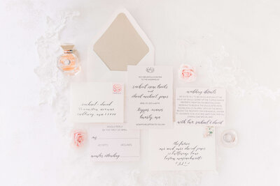 Wedding stationary styled by wedding planner Something Bleu out of Boston area