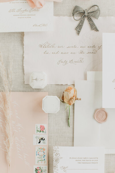 Wedding Photographer & Elopement Photographer Elegant flat lay with calligraphy details