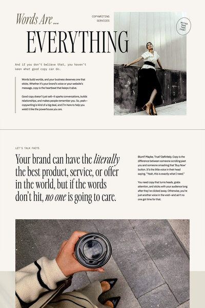 reina showit website template for photographer, services page design
