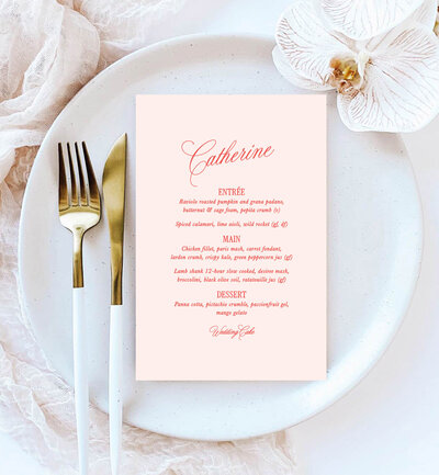 Big Love menu in white waves, with peach, double-sided