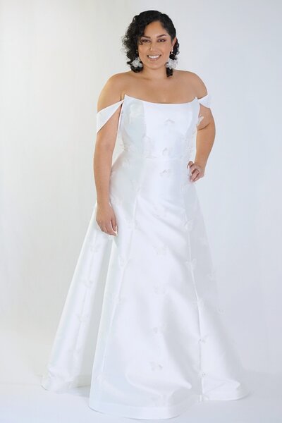 Butterfly Wedding Dress with off-the-shoulder sleeves